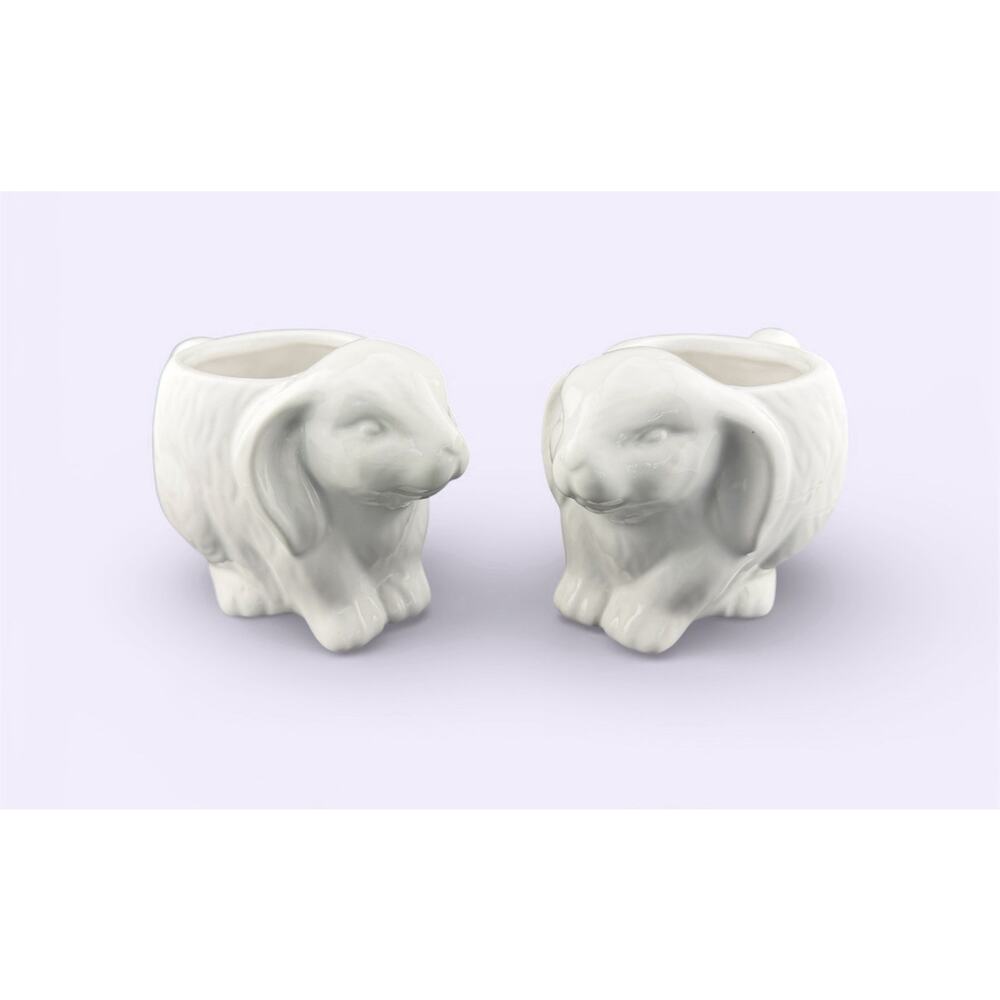 Brightstar Ceramic White Bunny Mugs NWT Set of Two 11 ounces
